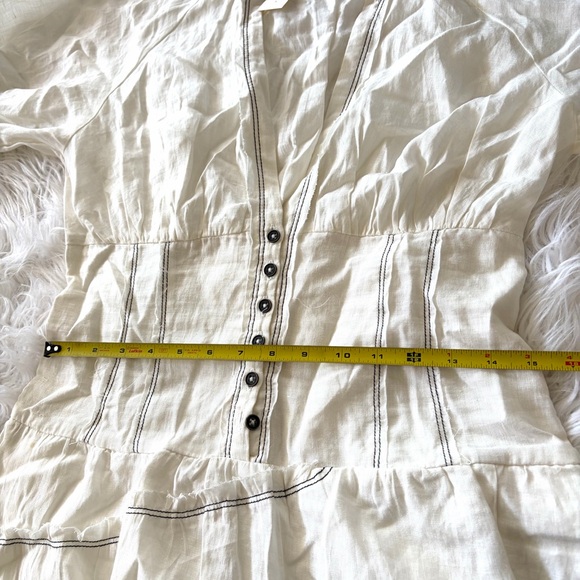Anthropologie Ivory V-Neck Corset Midi Shirt Dress Size Small - Picture 9 of 14